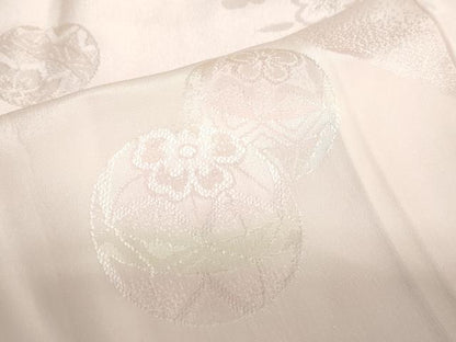平和屋着物●振袖用長襦袢　袷　手毬舞桜地紋　暈し染め　半衿刺繍　正絹　逸品　DAAZ7611ud
