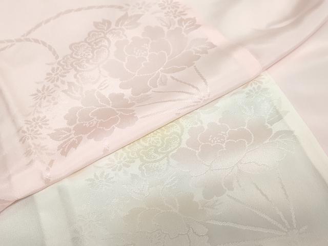 平和屋着物●振袖用長襦袢　無双仕立て　扇面草花地紋　暈し染め　半衿刺繍　正絹　逸品　DAAZ7613ud