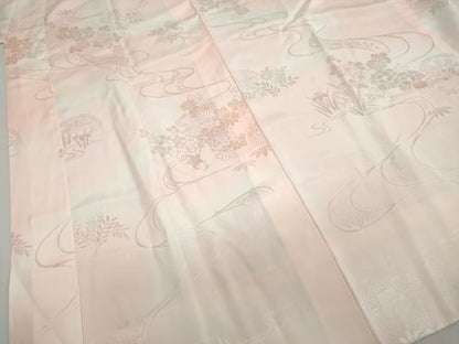 平和屋着物●振袖用長襦袢　袷　流水草花籬地紋　暈し染め　正絹　逸品　DAAZ7615ud
