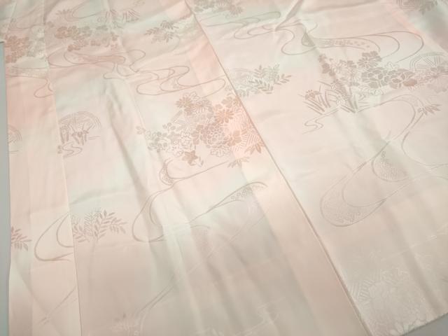 平和屋着物●振袖用長襦袢　袷　流水草花籬地紋　暈し染め　正絹　逸品　DAAZ7615ud
