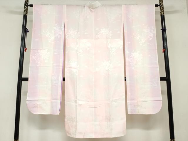 平和屋着物●振袖用長襦袢　無双仕立て　貝桶草花地紋　暈し染め　正絹　逸品　DAAZ7616ud