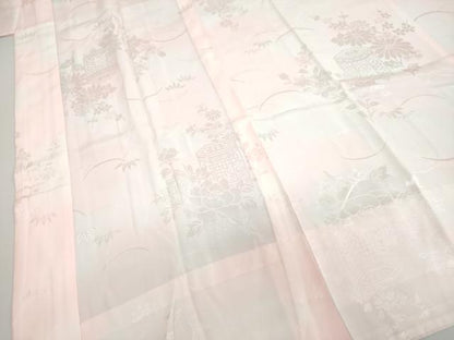 平和屋着物●振袖用長襦袢　無双仕立て　貝桶草花地紋　暈し染め　正絹　逸品　DAAZ7616ud