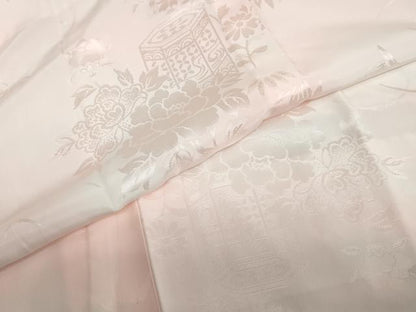 平和屋着物●振袖用長襦袢　無双仕立て　貝桶草花地紋　暈し染め　正絹　逸品　DAAZ7616ud