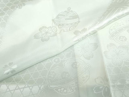 平和屋着物●長襦袢　無双仕立て　舞桜鈴地紋　正絹　逸品　未使用　DAAZ7626ud