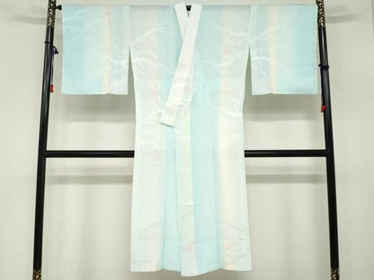 平和屋着物●長襦袢　無双仕立て　雪芝草花文　正絹　逸品　未使用　DAAZ7633ud