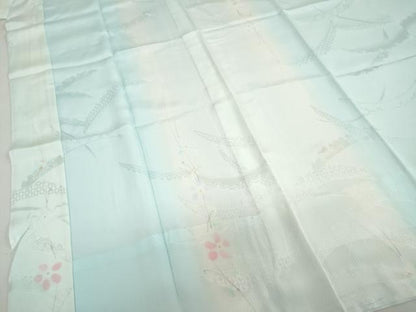 平和屋着物●長襦袢　無双仕立て　雪芝草花文　正絹　逸品　未使用　DAAZ7633ud