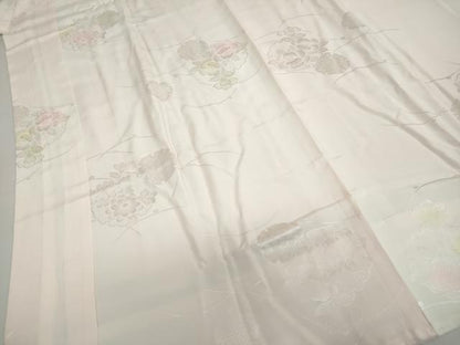 平和屋着物●振袖用長襦袢　袷　雪輪草花地紋　暈し染め　京都きもの友禅扱い　半衿刺繍　正絹　逸品　DAAZ7636ud