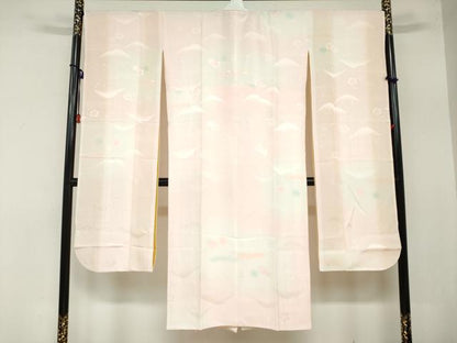 平和屋着物●振袖用長襦袢　袷　草花地紋　暈し染め　正絹　逸品　DAAZ7637ud