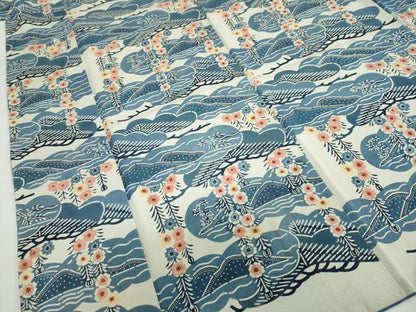 平和屋着物●訪問着　型染め　枝垂れ花松文　正絹　逸品　DAAZ7649ud