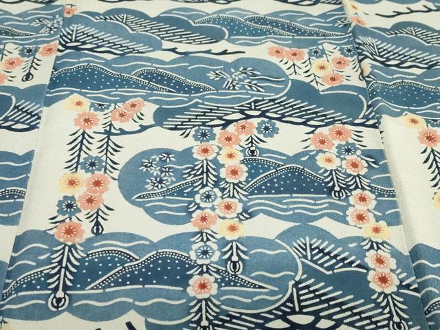 平和屋着物●訪問着　型染め　枝垂れ花松文　正絹　逸品　DAAZ7649ud