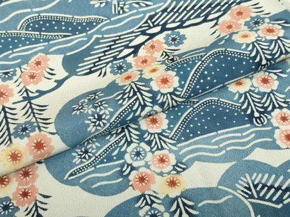 平和屋着物●訪問着　型染め　枝垂れ花松文　正絹　逸品　DAAZ7649ud