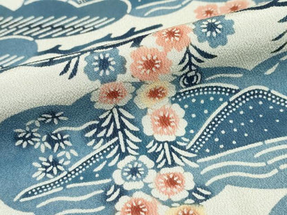 平和屋着物●訪問着　型染め　枝垂れ花松文　正絹　逸品　DAAZ7649ud