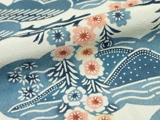 平和屋着物●訪問着　型染め　枝垂れ花松文　正絹　逸品　DAAZ7649ud