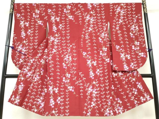 平和屋着物○小振袖 二尺袖 草花文 洗える着物 DAAZ7668ud