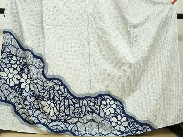 平和屋着物●訪問着　総絞り　道長草花文　正絹　逸品　DAAZ7682ud