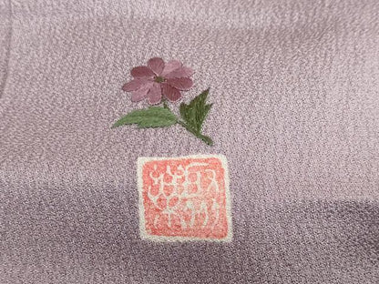 平和屋着物●京の名門　じゅらく謹製　色無地　王朝いろはかさね　紅藤色　反端付き　正絹　逸品　DAAZ7685ud