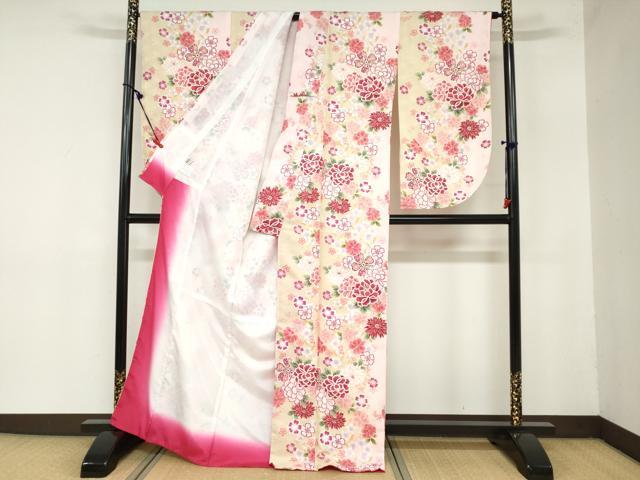 平和屋着物●H・L（アッシュエル）　HENRI-LUC CHAPUIS　小振袖　二尺袖　花尽くし文　金彩　洗える着物　未使用　DAAZ7692ud 平和屋着物○H・L（アッシュエル） HENRI-LUC CHAPUIS 小振袖 二尺袖