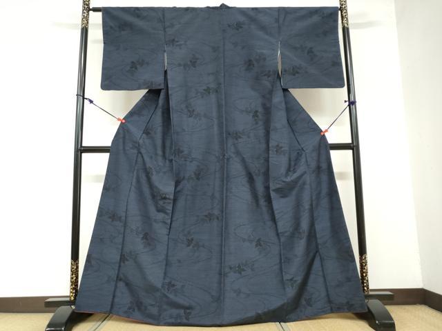 平和屋着物●上質な紬　流水枝葉文　正絹　逸品　DAAZ7698ud