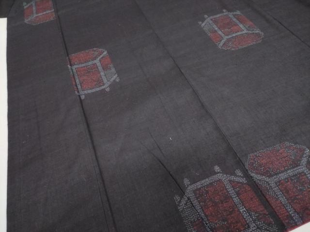 平和屋着物○本場結城紬 重要無形文化財 100亀甲 飛び亀甲柄 貝