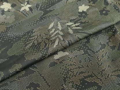 平和屋着物●本場大島紬　7マルキ　流水草花文　正絹　逸品　DAAZ7707ud