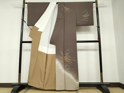 平和屋着物●訪問着　刺繍　敷松葉文　暈し染め　反端付き　正絹　逸品　DAAZ7708ud