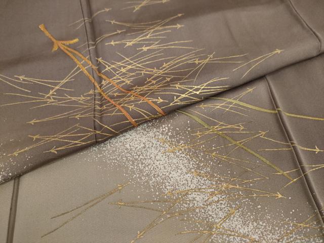 平和屋着物●訪問着　刺繍　敷松葉文　暈し染め　反端付き　正絹　逸品　DAAZ7708ud