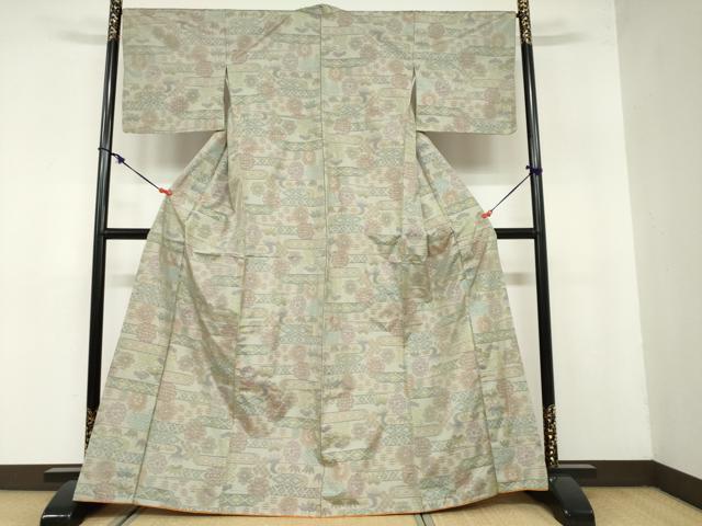平和屋着物●本場大島紬　7マルキ　横段吉祥草花文　正絹　逸品　DAAZ7724ud