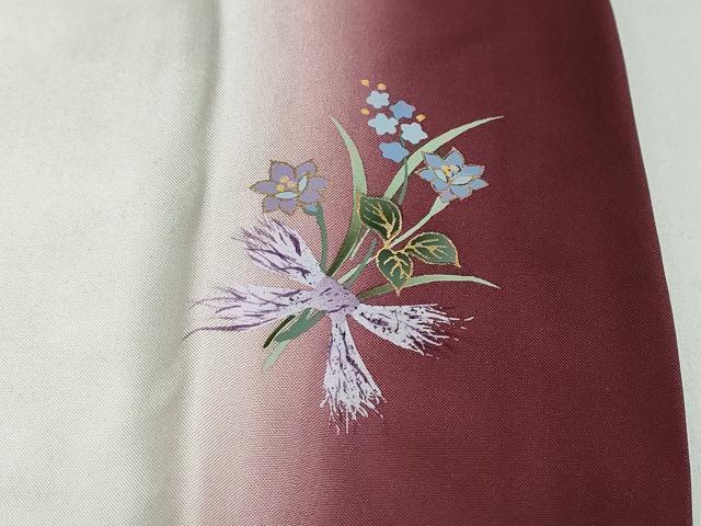 平和屋着物○本場大島紬 9マルキ 古代染色純泥染 舞花文 やまと