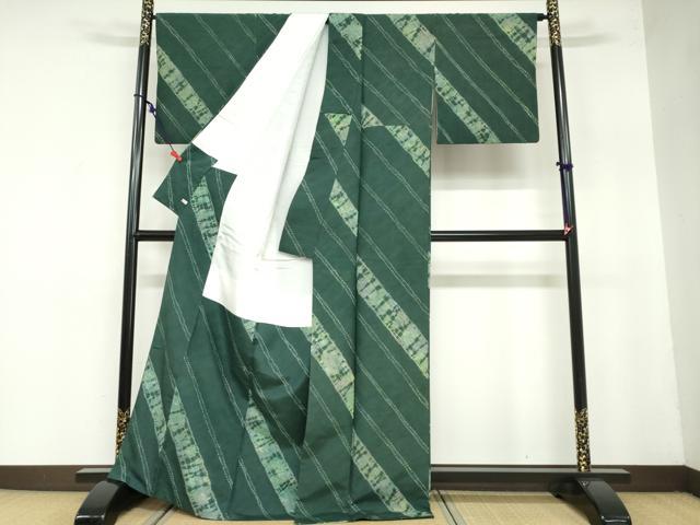 平和屋着物○上質な紬 絞り 斜縞 さが美扱い 正絹 逸品 DAAZ7736ud