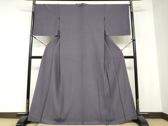 平和屋着物○上質な色無地 葡萄鼠色 背抜き仕立て 正絹 逸品 未