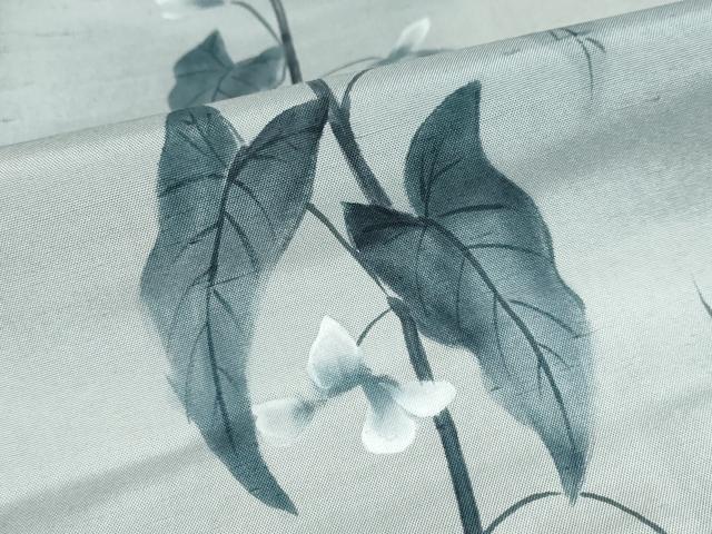 平和屋着物●訪問着　紬地　手描き　やまがおり工房　二郎作一　草花文　正絹　逸品　DAAZ7750ud 平和屋着物○訪問着 紬地 手描き やまがおり工房 二郎作一