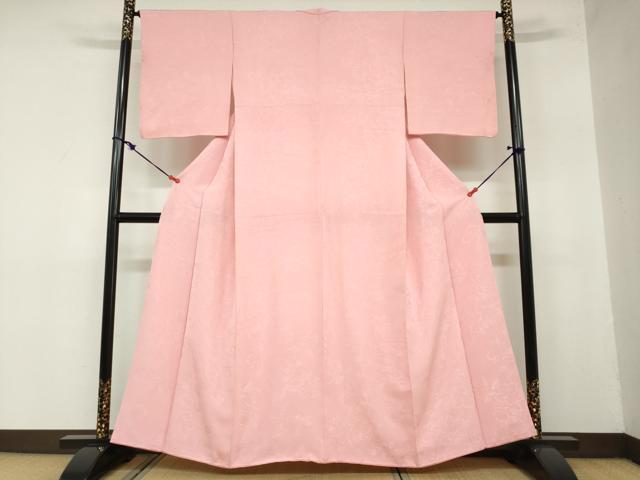 平和屋着物○上質な色無地 草花地紋 薄紅色 正絹 逸品 DAAZ7791ud