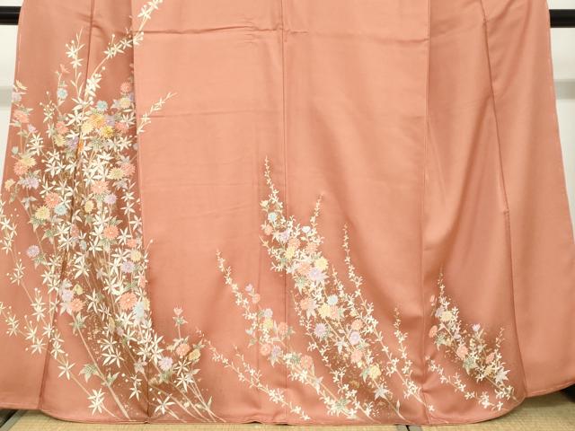 平和屋着物●訪問着　駒刺繍　草花文　金彩　正絹　逸品　未使用　DAAZ7792ud 平和屋着物○訪問着 駒刺繍 草花文 金彩 正絹 逸品 未使用 DAAZ7792ud