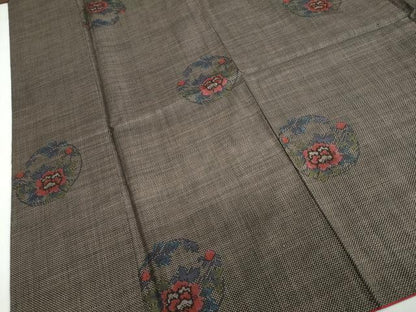 平和屋着物●本場大島紬 7マルキ 草花丸文 正絹 逸品 DAAZ7794ud