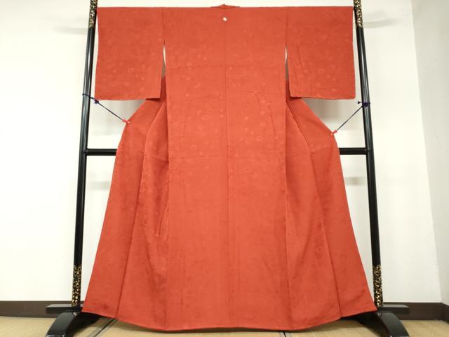 平和屋着物●上質な色無地　流水草花籬地紋　紅海老茶色　正絹　逸品　未使用　DAAZ7800ud 平和屋着物○上質な色無地 流水草花籬地紋 紅海老茶色 正絹