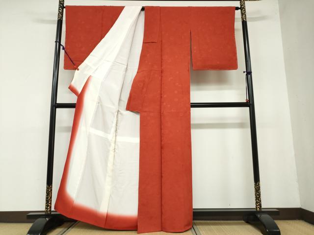 平和屋着物●上質な色無地　流水草花籬地紋　紅海老茶色　正絹　逸品　未使用　DAAZ7800ud 平和屋着物○上質な色無地 流水草花籬地紋 紅海老茶色 正絹