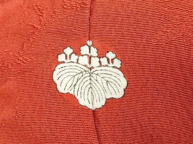 平和屋着物○上質な色無地 流水草花籬地紋 紅海老茶色 正絹