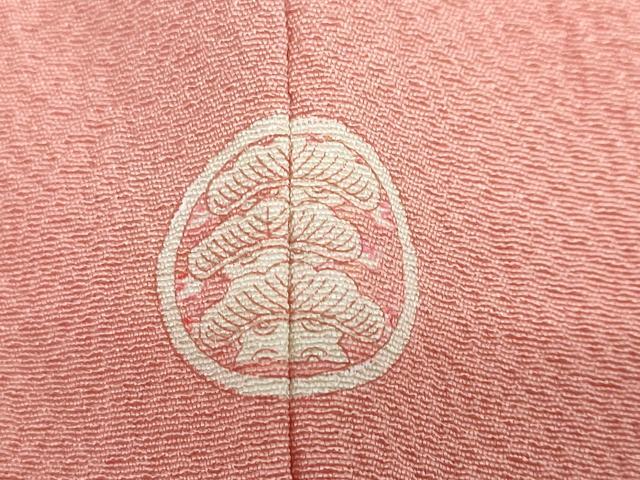 平和屋着物●上質な色無地　作家物　草花地紋　甚三紅色　高島屋扱い　正絹　逸品　DAAZ7802ud