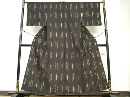 平和屋着物●上質な紬 絣文様 正絹 逸品 DAAZ7827ud