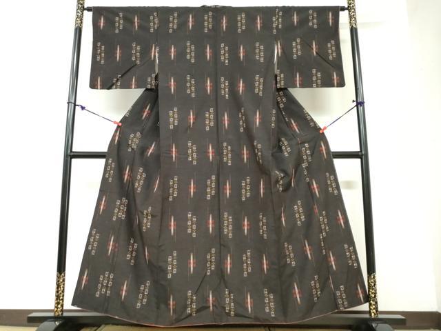 平和屋着物●上質な紬 絣文様 正絹 逸品 DAAZ7827ud