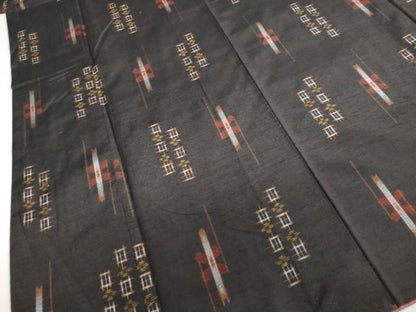 平和屋着物●上質な紬 絣文様 正絹 逸品 DAAZ7827ud