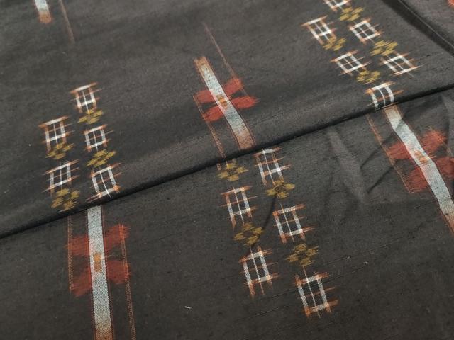 平和屋着物●上質な紬 絣文様 正絹 逸品 DAAZ7827ud