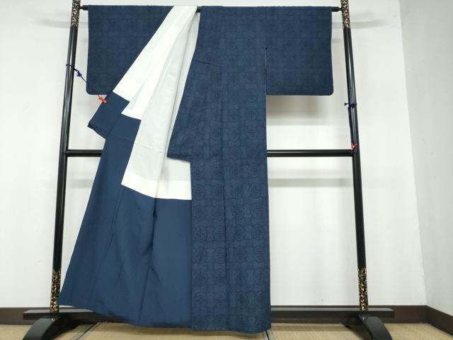 平和屋着物○綿薩摩 東郷織物謹製 手織 160亀甲 實篤 永江明夫(