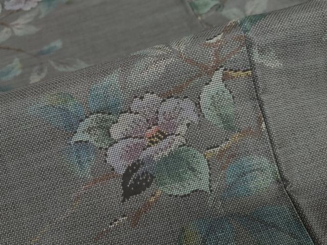 平和屋着物○本場大島紬 9マルキ 古代染色純泥染 枝椿文