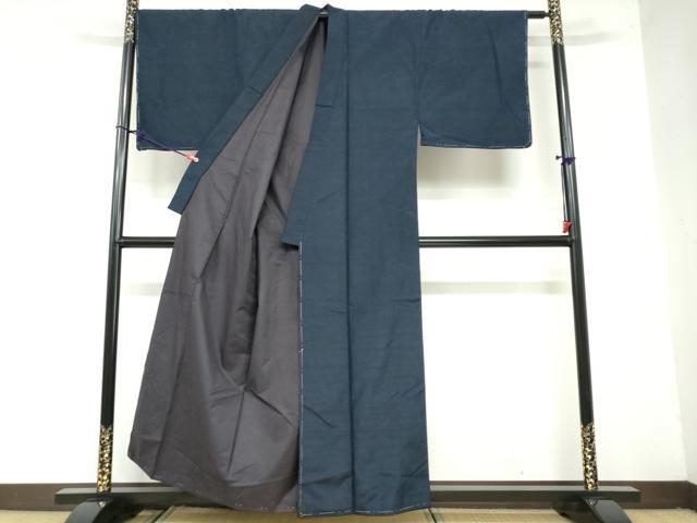 平和屋着物●男性　色紋付　羽織セット　留紺色　正絹　逸品　DAAY5964ud 平和屋着物○男性 色紋付 羽織セット 留紺色 正絹 逸品 DAAY5964ud｜平和