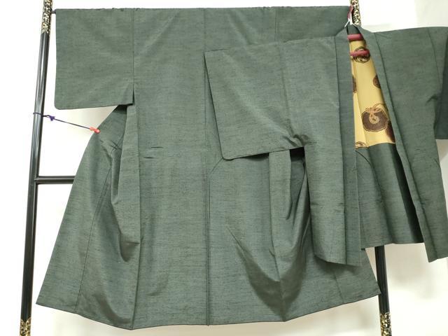 平和屋着物●男性 紬 アンサンブル 虫襖色 正絹 逸品 DAAZ7837ud