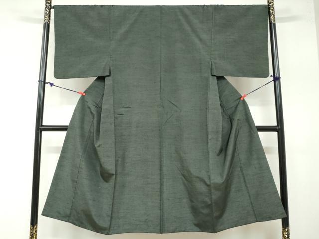 平和屋着物●男性 紬 アンサンブル 虫襖色 正絹 逸品 DAAZ7837ud