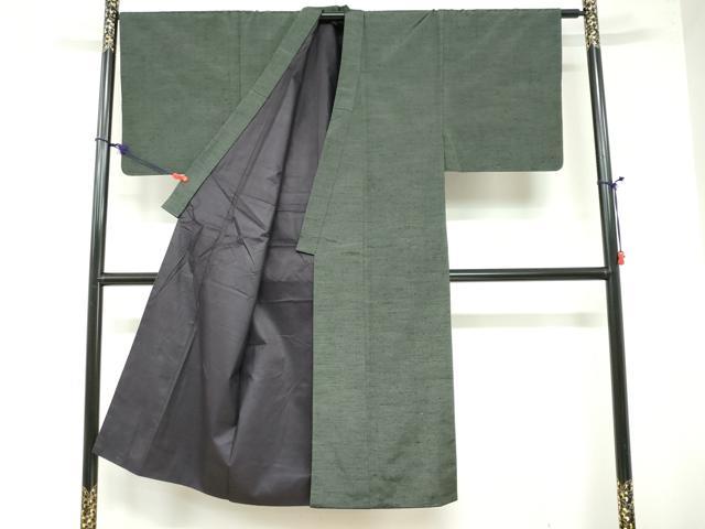 平和屋着物●男性 紬 アンサンブル 虫襖色 正絹 逸品 DAAZ7837ud