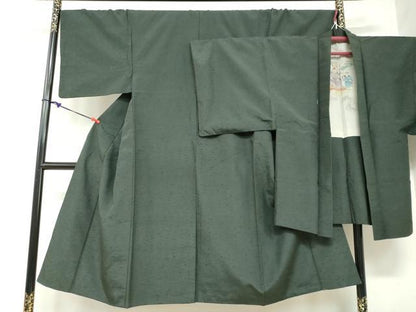 平和屋着物●男性 髭紬 アンサンブル 革色 正絹 逸品 DAAZ7838ud