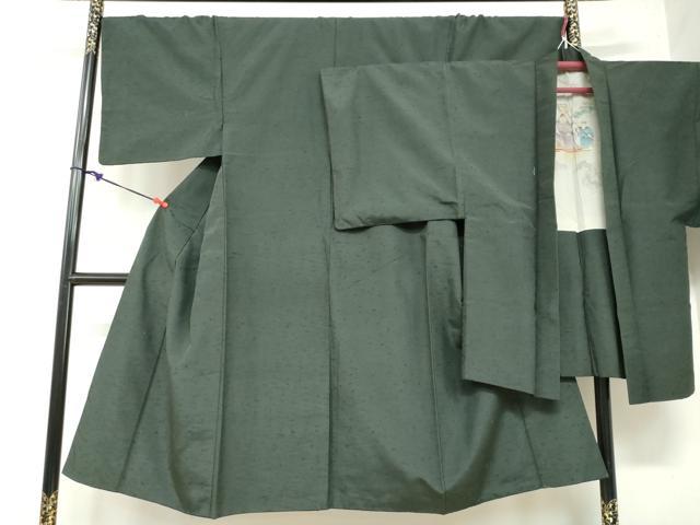 平和屋着物●男性 髭紬 アンサンブル 革色 正絹 逸品 DAAZ7838ud
